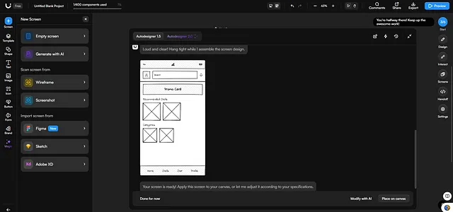 Uizard converts sketch into wireframe